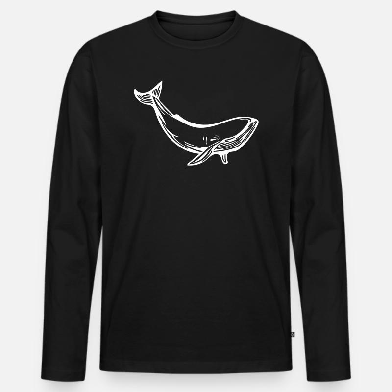 Wal - Männer Premium Bio Langarmshirt - Schwarz