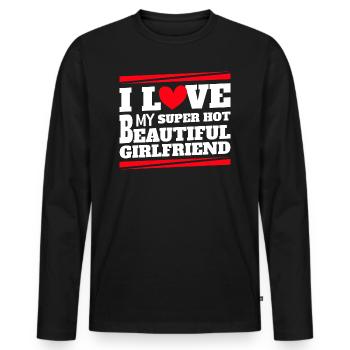Ich Liebe Meine Freundin Paare Freund Geschenkidee - Männer Premium Bio Langarmshirt - Schwarz - Vorne - Nico (187cm)