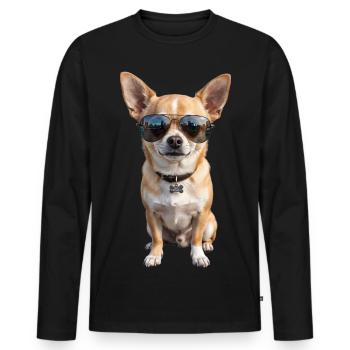 Cool Chihuahua Sunglasses Dog - Men's Premium Organic Long Sleeve Shirt - black - Front - Nico (187cm)