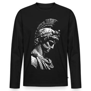 Antique Hero Statue Contrast Print - Men's Premium Organic Long Sleeve Shirt - black - Front - Nico (187cm)