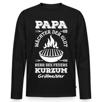 Papa Wächter Der Glut Kurzum Grillmeister Lustig - Männer Premium Bio Langarmshirt - Schwarz - Vorne - Nico (187cm)
