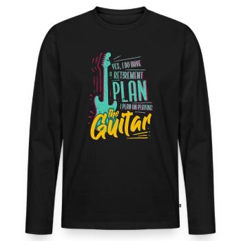 My retirement Plan is playing the Guitar - Männer Premium Bio Langarmshirt - Schwarz - Vorne - Nico (187cm)