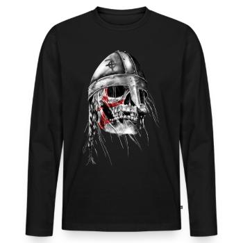 Viking Skull - Männer Premium Bio Langarmshirt - Schwarz - Vorne - Nico (187cm)