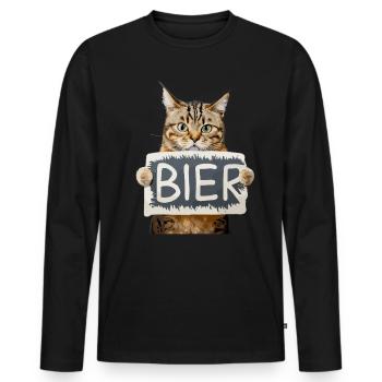 Bier - Männer Premium Bio Langarmshirt - Schwarz - Vorne - Nico (187cm)