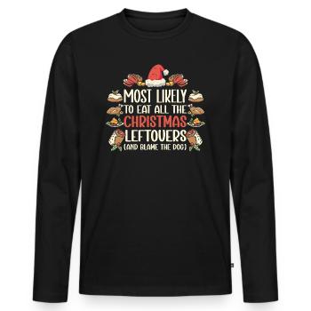 Christmas Funny Saying Xmas Food Humor - Men's Premium Organic Long Sleeve Shirt - black - Front - Nico (187cm)