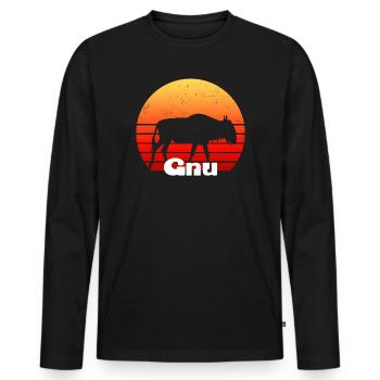 Wildebeest Gnu African Antelope Tshirt - Men's Premium Organic Long Sleeve Shirt - black - Front - Nico (187cm)