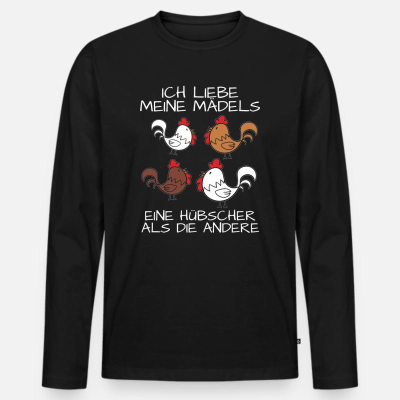 Hühner Huhn Landwirt Bauernhof Hahn Hühnerstall - Männer Premium Bio Langarmshirt - Schwarz