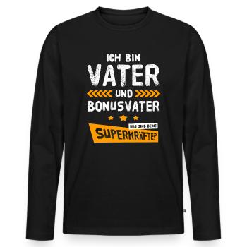 Vater Bonus Papa Bonusvater Bonuspapa Vatertag - Männer Premium Bio Langarmshirt - Schwarz - Vorne - Nico (187cm)