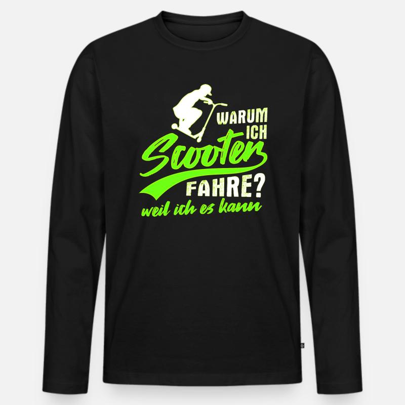 Stunt Scooter Tretroller Rollerfahrer Geschenk - Männer Premium Bio Langarmshirt - Schwarz