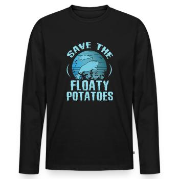 Save The Floaty Potatoes Sea cow Manatee Animal Welfare - Men's Premium Organic Long Sleeve Shirt - black - Front - Nico (187cm)