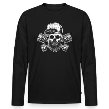 IFA Barkas B1000 Low - Mechanic Skull - Männer Premium Bio Langarmshirt - Schwarz - Vorne - Nico (187cm)