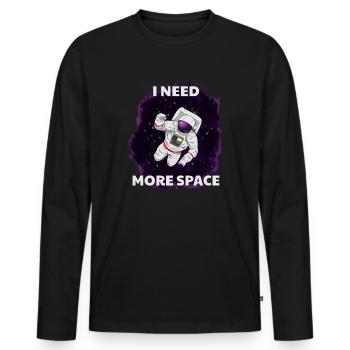 J’ai besoin de plus d’espace Weltraum Astronaute - T-shirt manches longues Premium bio Homme - noir - Devant - Nico (187cm)