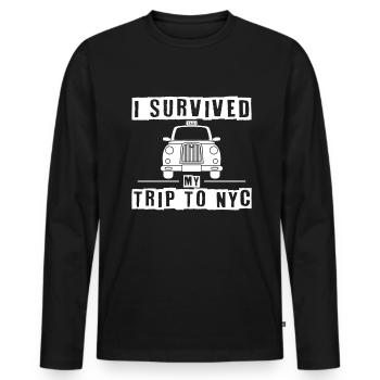 I Survived My Trip To NYC - Männer Premium Bio Langarmshirt - Schwarz - Vorne - Nico (187cm)
