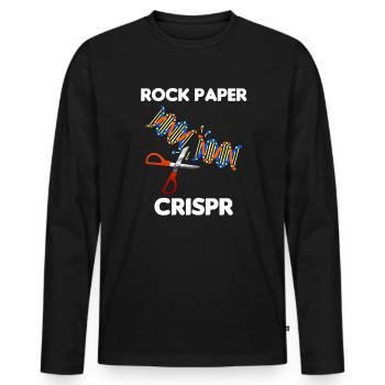 Rock Paper Crispr Génie génétique Biologie - T-shirt manches longues Premium bio Homme - noir - Devant - Nico (187cm)