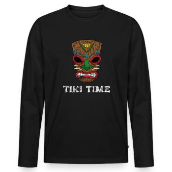 Tiki Time Hawaii Party Vacances - T-shirt manches longues Premium bio Homme - noir - Devant - Nico (187cm)