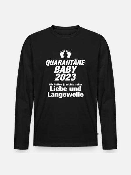 Quarantäne Baby 2023 Schwanger Babyfüße Geschenk - Männer Premium Bio Langarmshirt - Schwarz