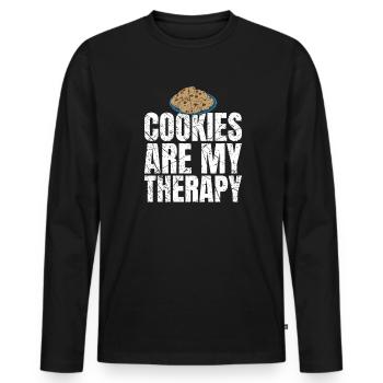 Les cookies sont mes cookies de thérapie Les amateurs de cookies - T-shirt manches longues Premium bio Homme - noir - Devant - Nico (187cm)