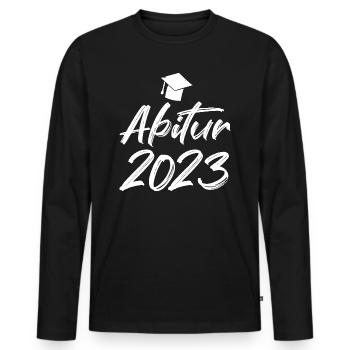Abschluss Abitur 2023 Hut Pinselschrift - Männer Premium Bio Langarmshirt - Schwarz - Vorne - Nico (187cm)