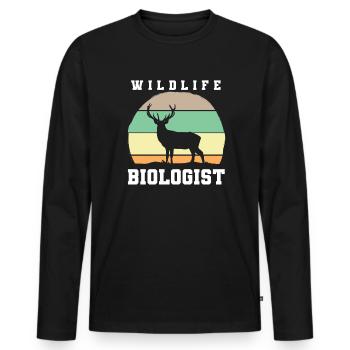 Biologiste de la faune Wildtierbiologe - T-shirt manches longues Premium bio Homme - noir - Devant - Nico (187cm)