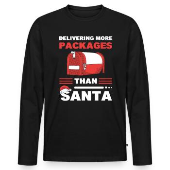 Mehr Pakete liefern Kurier und Bote - Männer Premium Bio Langarmshirt - Schwarz - Vorne - Nico (187cm)