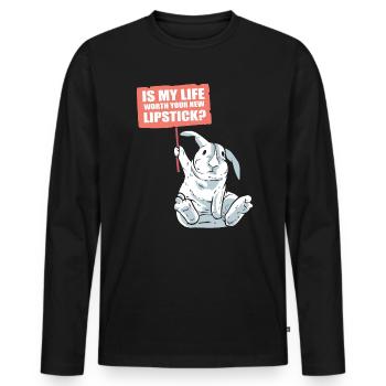 Rabbit and lipstick conservationists - Men's Premium Organic Long Sleeve Shirt - black - Front - Nico (187cm)