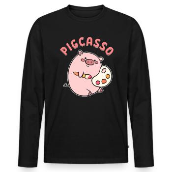 Artist's pig of visual artists - Men's Premium Organic Long Sleeve Shirt - black - Front - Nico (187cm)
