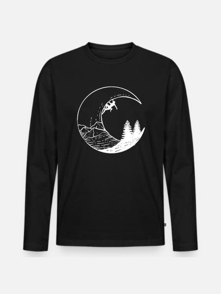 Moon and Mountaineer - Men's Premium Organic Long Sleeve Shirt - black
