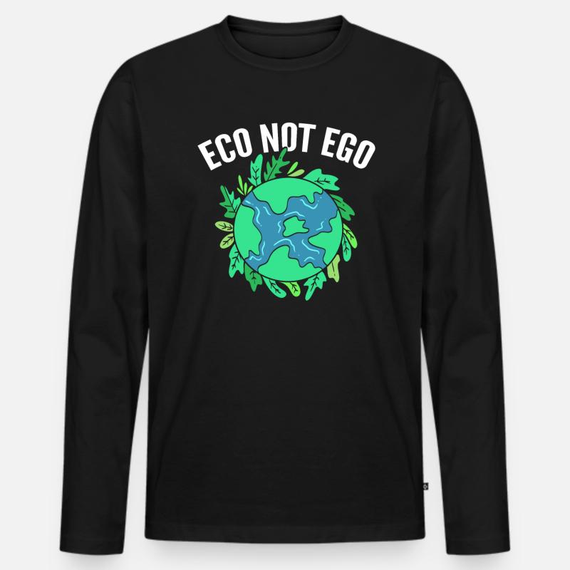 Eco Not Ego Ökologe - Männer Premium Bio Langarmshirt - Schwarz