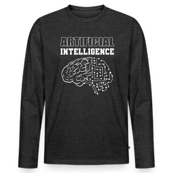 Technicien en informatique en intelligence artificielle - T-shirt manches longues Premium bio Homme - anthracite chiné - Devant - Nico (187cm)