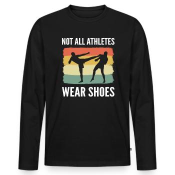 Tous les athlètes ne portent pas de chaussures Instructeur de kickboxing - T-shirt manches longues Premium bio Homme - noir - Devant - Nico (187cm)