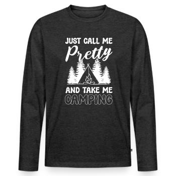 Jolie Camping Girl Backpacker - T-shirt manches longues Premium bio Homme - anthracite chiné - Devant - Nico (187cm)