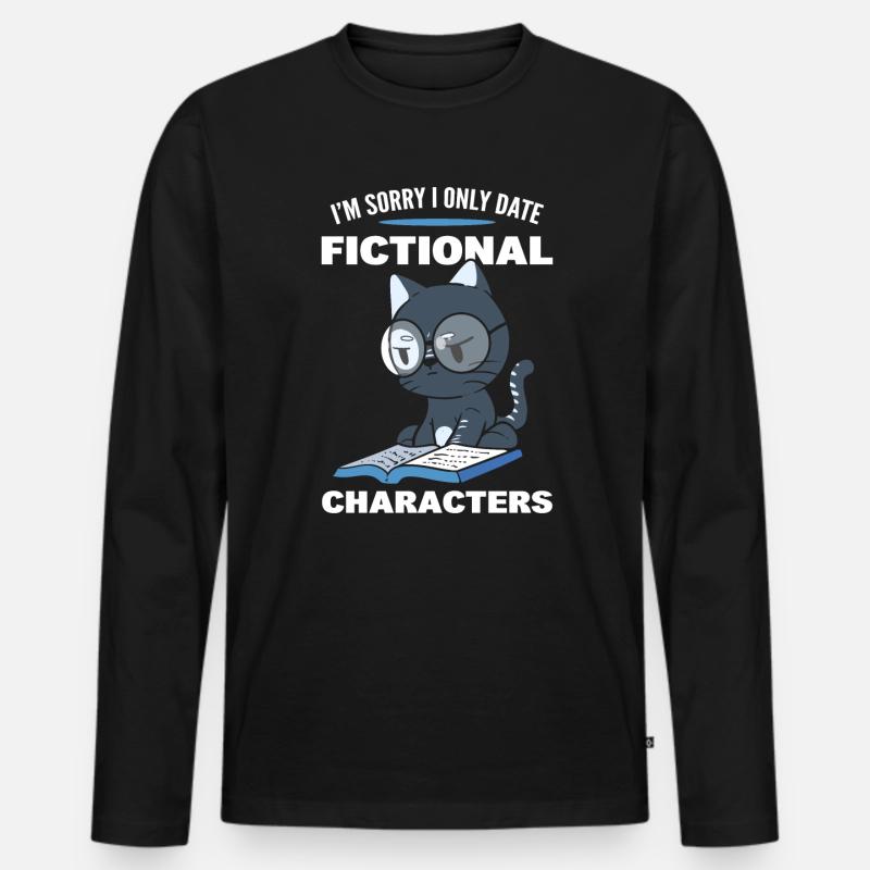Cat Reading Book Reader - Men's Premium Organic Long Sleeve Shirt - black