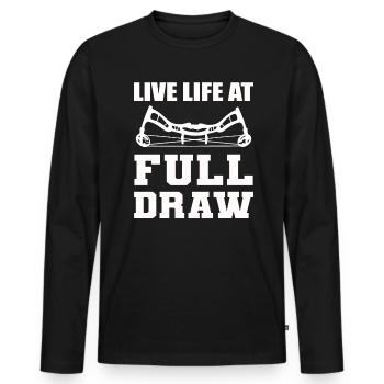 Live Life At Full Draw Bogenschütze - Männer Premium Bio Langarmshirt - Schwarz - Vorne - Nico (187cm)