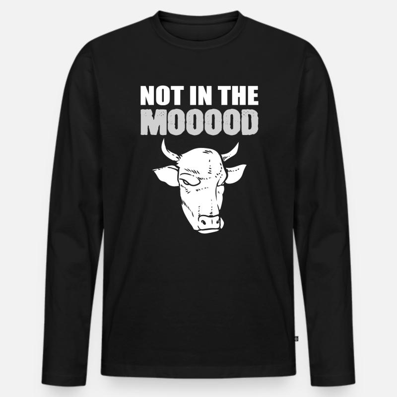 Not In The Mooooood Bauer - Männer Premium Bio Langarmshirt - Schwarz