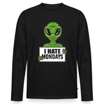 Alien Hassen Montag Workaholic - Männer Premium Bio Langarmshirt - Schwarz - Vorne - Nico (187cm)