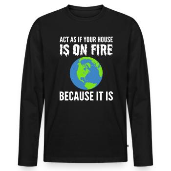 The Global Warming Eco-Activist - Men's Premium Organic Long Sleeve Shirt - black - Front - Nico (187cm)