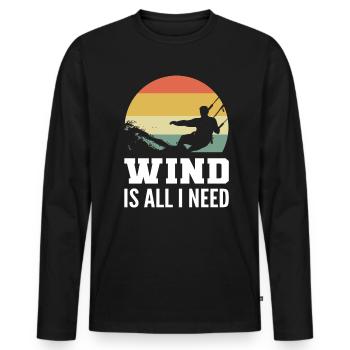 Kitesurfing & Kiteboarding Kitesurfer - Männer Premium Bio Langarmshirt - Schwarz - Vorne - Nico (187cm)