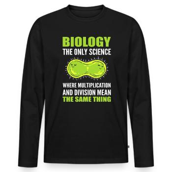 Funny Science Biology Research - Men's Premium Organic Long Sleeve Shirt - black - Front - Nico (187cm)