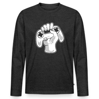 Videospiel -Controller Computerfreak - Männer Premium Bio Langarmshirt - Anthrazit meliert - Vorne - Nico (187cm)