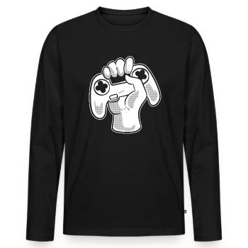 Videospiel -Controller Computerfreak - Männer Premium Bio Langarmshirt - Schwarz - Vorne - Nico (187cm)