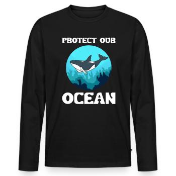 Protect Our Ocean Meeresschützer - Männer Premium Bio Langarmshirt - Schwarz - Vorne - Nico (187cm)