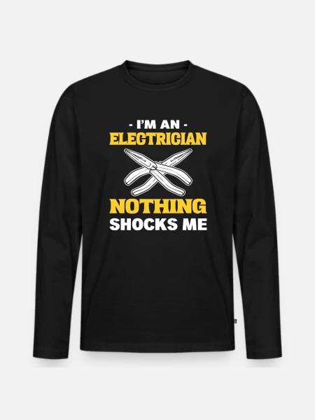 Funny Electrician Electrical Expert - Men's Premium Organic Long Sleeve Shirt - black