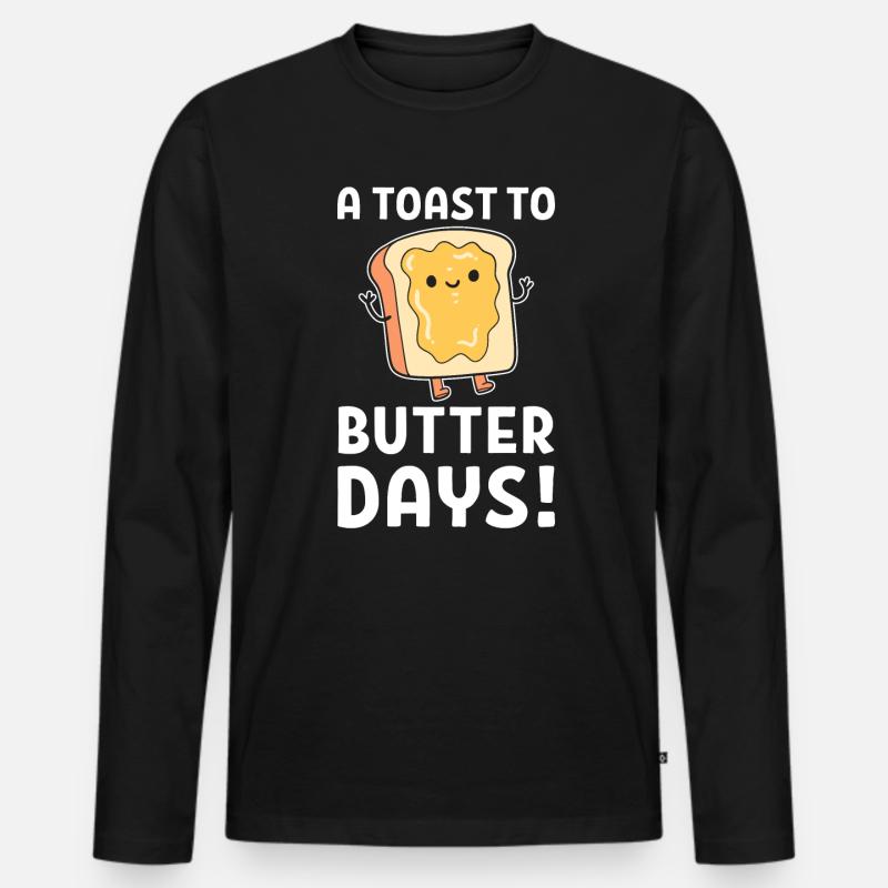 Butter Wortspiele Bäcker - Männer Premium Bio Langarmshirt - Schwarz