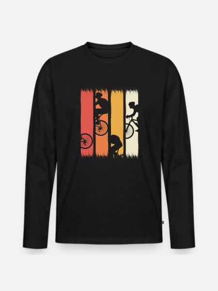 Mountainbiken Biker - Männer Premium Bio Langarmshirt - Schwarz