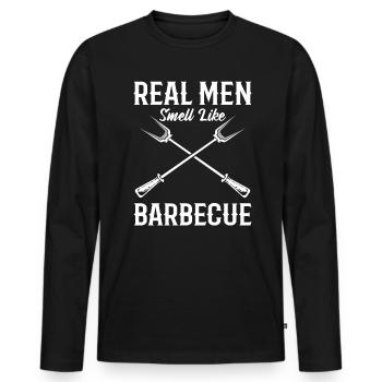 Real Men Smell Like Barbecue Kochen - Männer Premium Bio Langarmshirt - Schwarz - Vorne - Nico (187cm)