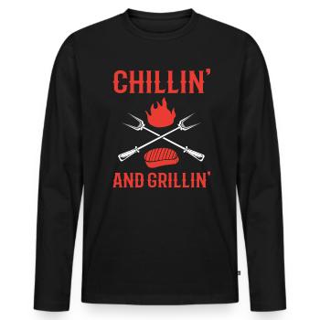 Chillin' And Grillin' Grillen - Männer Premium Bio Langarmshirt - Schwarz - Vorne - Nico (187cm)