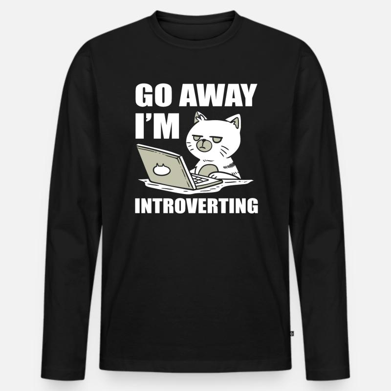 Go Away I'm Introverting Katzenmama - Männer Premium Bio Langarmshirt - Schwarz