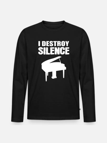 I Destroy Silence Pianist - Männer Premium Bio Langarmshirt - Schwarz