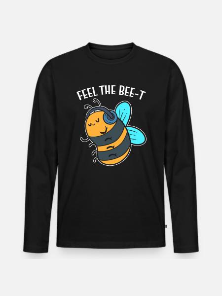 Feel The Bee-t Musiker - Männer Premium Bio Langarmshirt - Schwarz