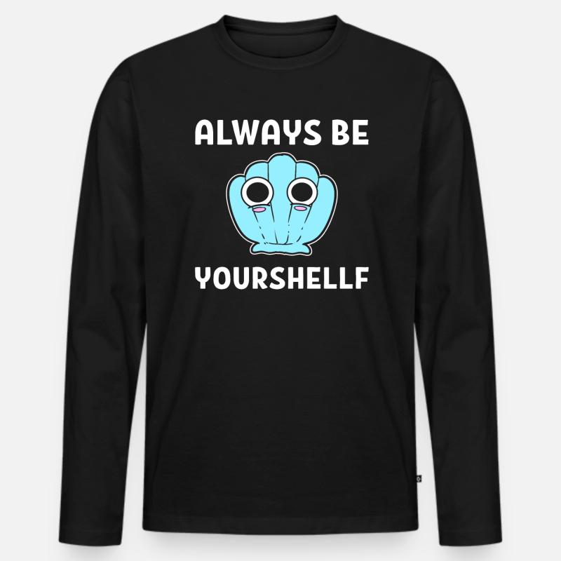 Sea Shell Pun Muschelsammler - Männer Premium Bio Langarmshirt - Schwarz